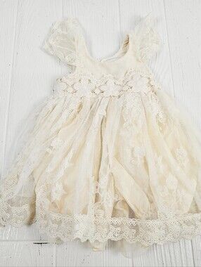 Frilly Flocks Ivory Lace Flower Dress